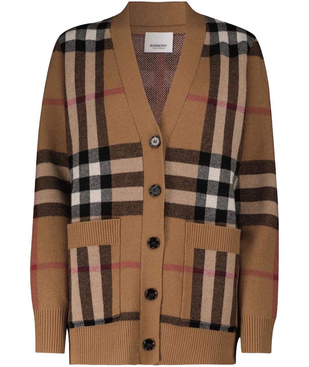 BURBERRY Коричневый шерстяной кардиган, фото 1