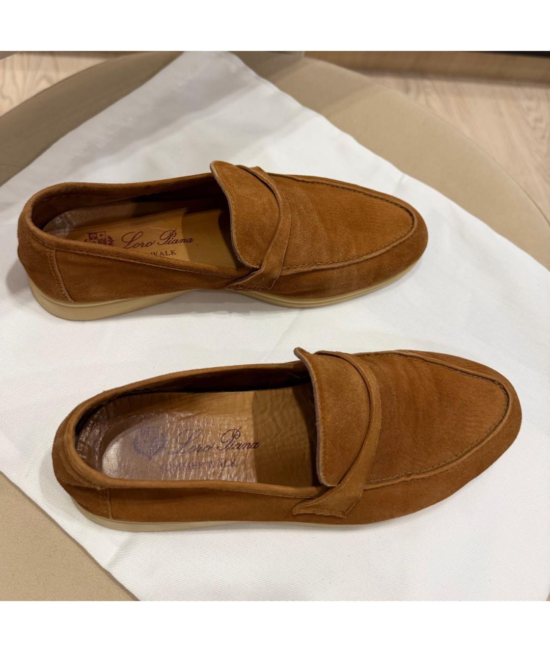 LORO PIANA Коричневые замшевые лоферы, фото 7
