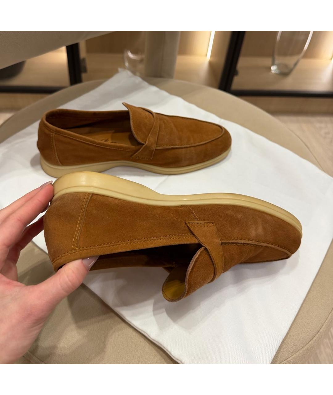 LORO PIANA Коричневые замшевые лоферы, фото 5