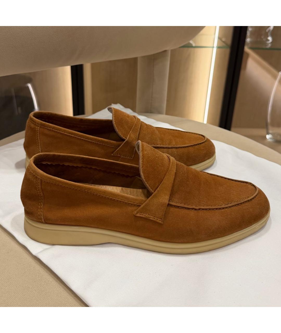 LORO PIANA Коричневые замшевые лоферы, фото 3
