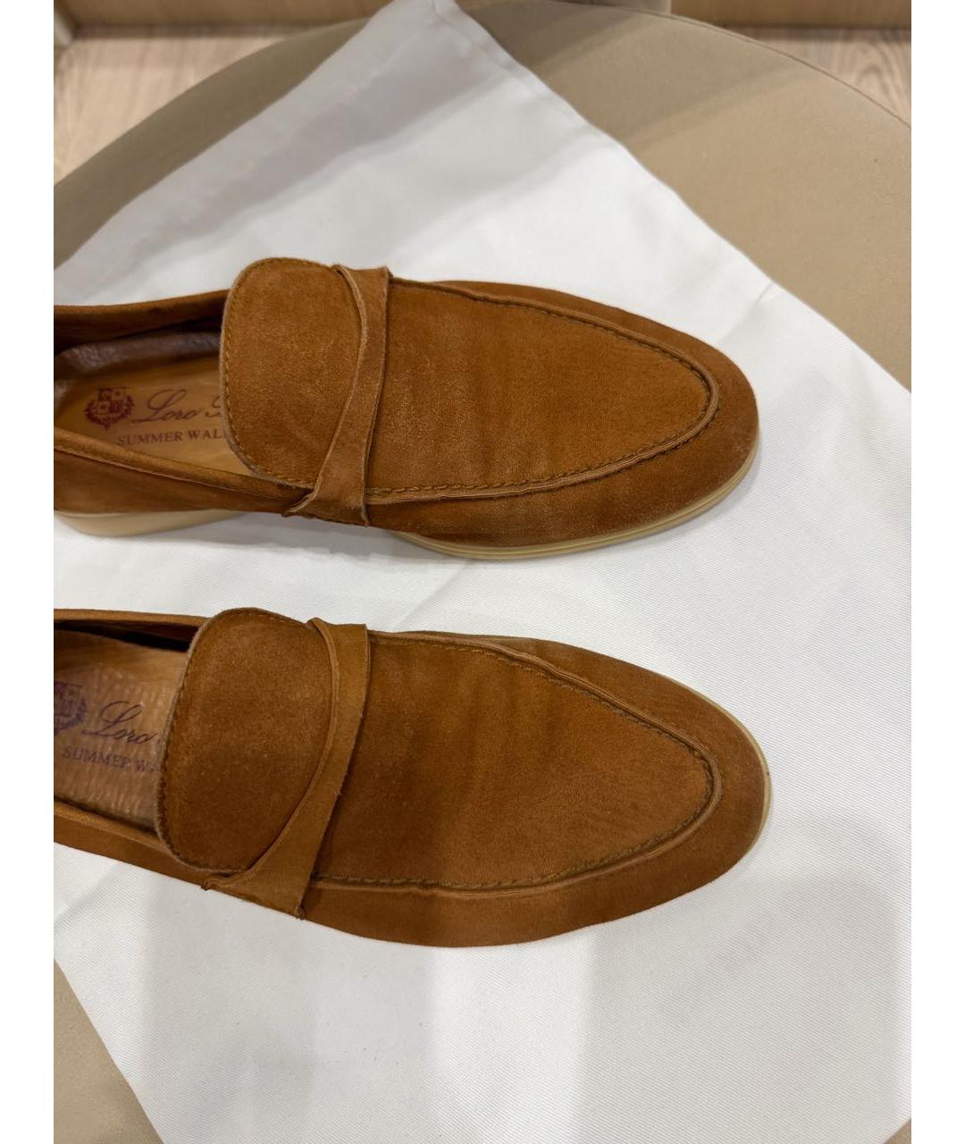 LORO PIANA Коричневые замшевые лоферы, фото 6