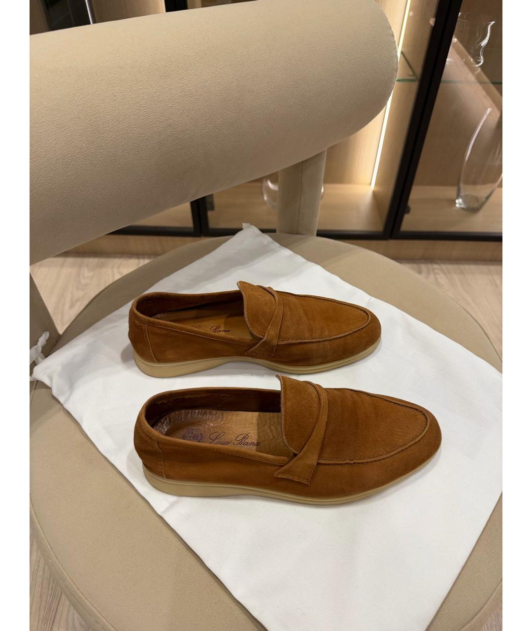 LORO PIANA Коричневые замшевые лоферы, фото 2