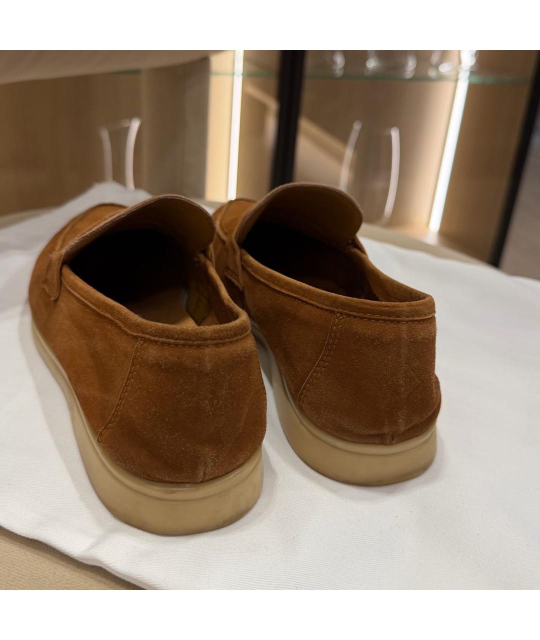 LORO PIANA Коричневые замшевые лоферы, фото 4