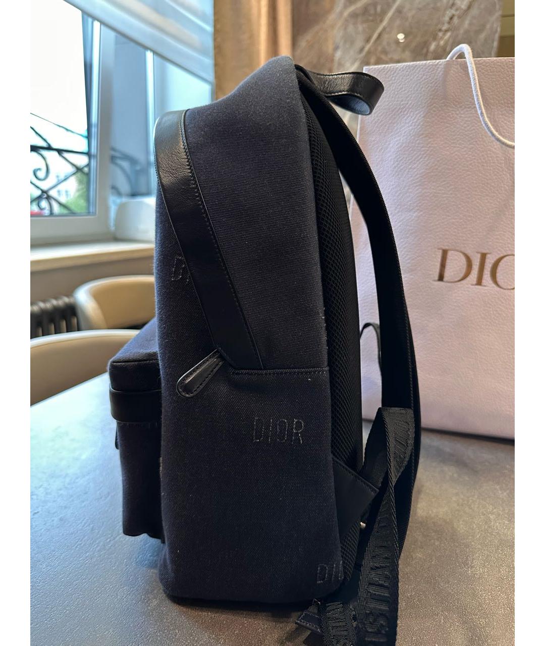CHRISTIAN DIOR Темно-синий тканевый рюкзак, фото 5