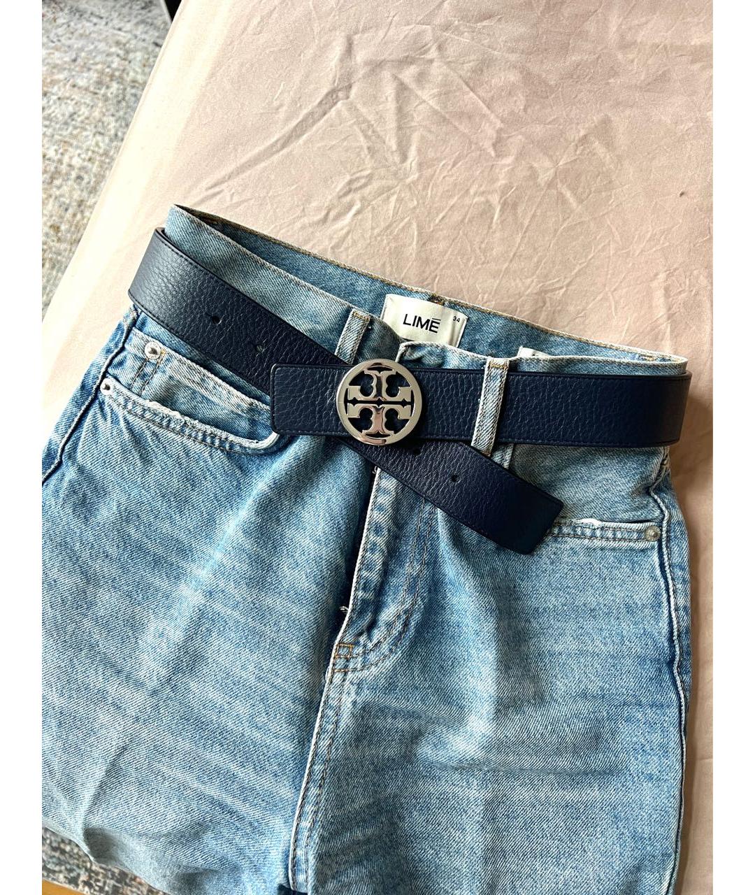 TORY BURCH Темно-синий кожаный ремень, фото 5