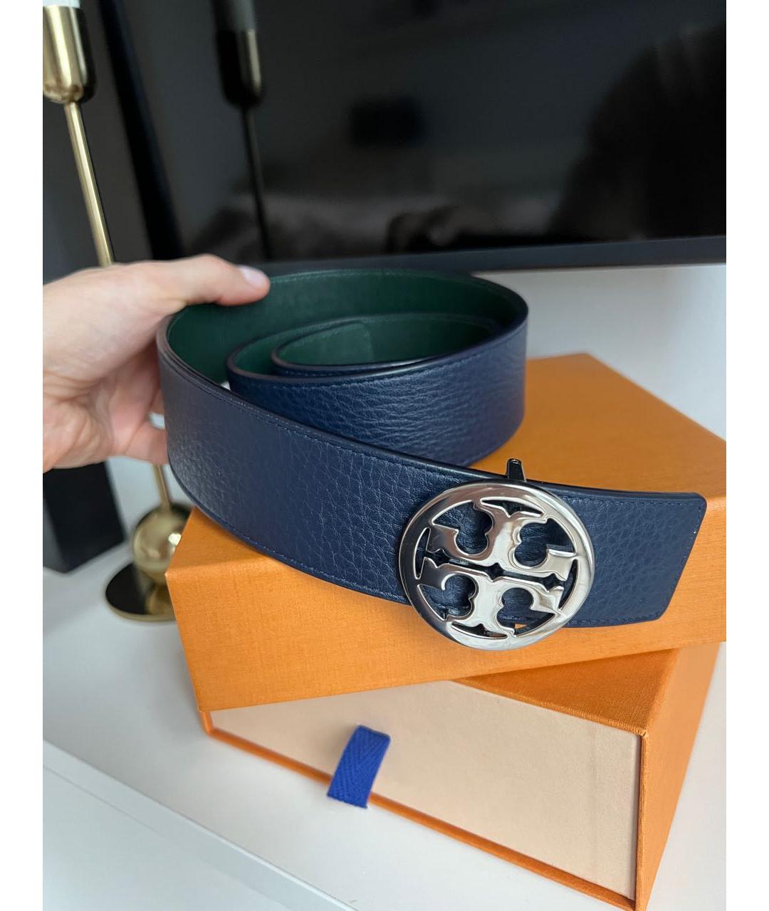 TORY BURCH Темно-синий кожаный ремень, фото 7
