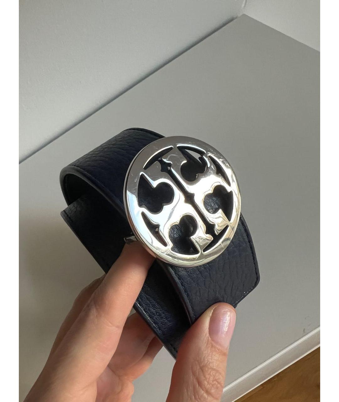 TORY BURCH Темно-синий кожаный ремень, фото 4