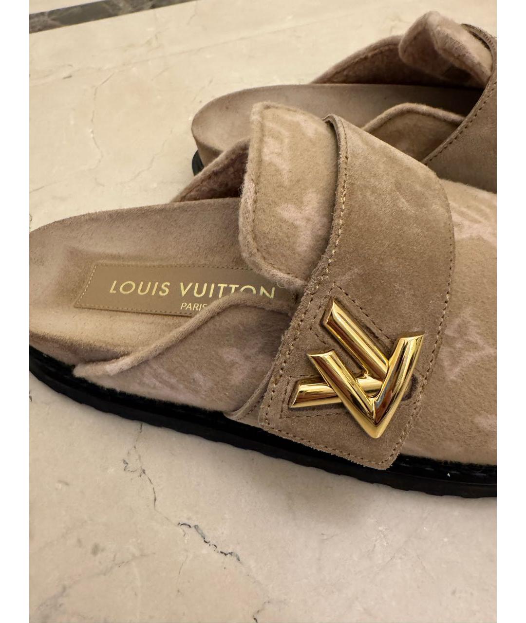 LOUIS VUITTON Бежевые мюли, фото 5