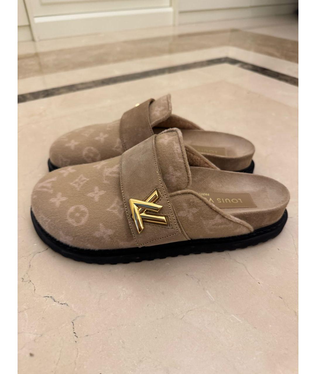 LOUIS VUITTON Бежевые мюли, фото 8