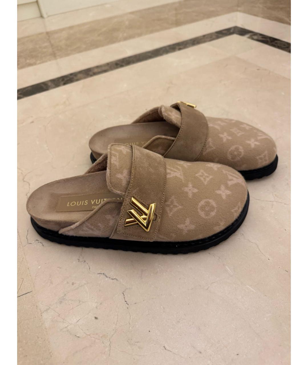 LOUIS VUITTON Бежевые мюли, фото 6