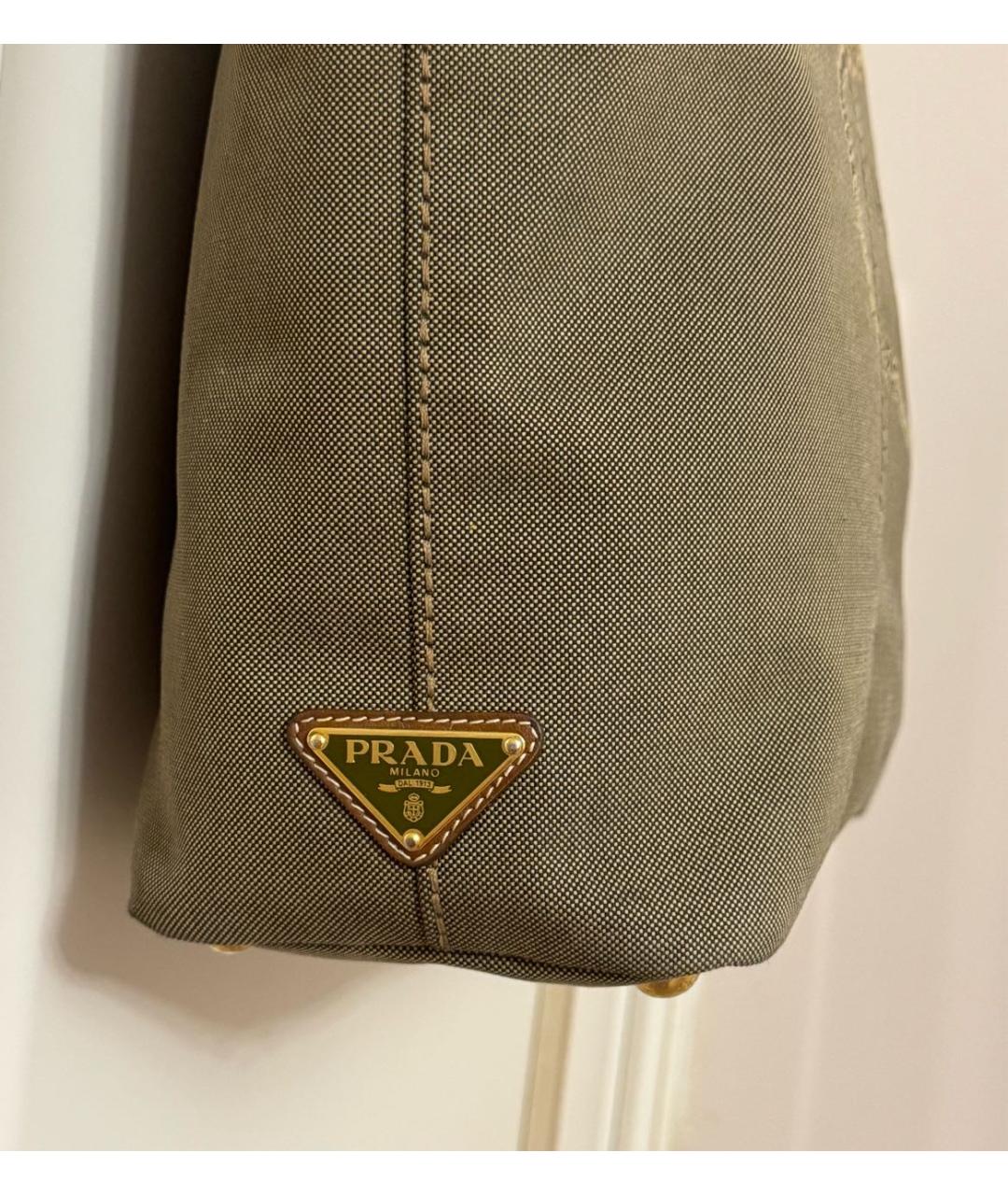 PRADA Горчичная тканевая сумка тоут, фото 2