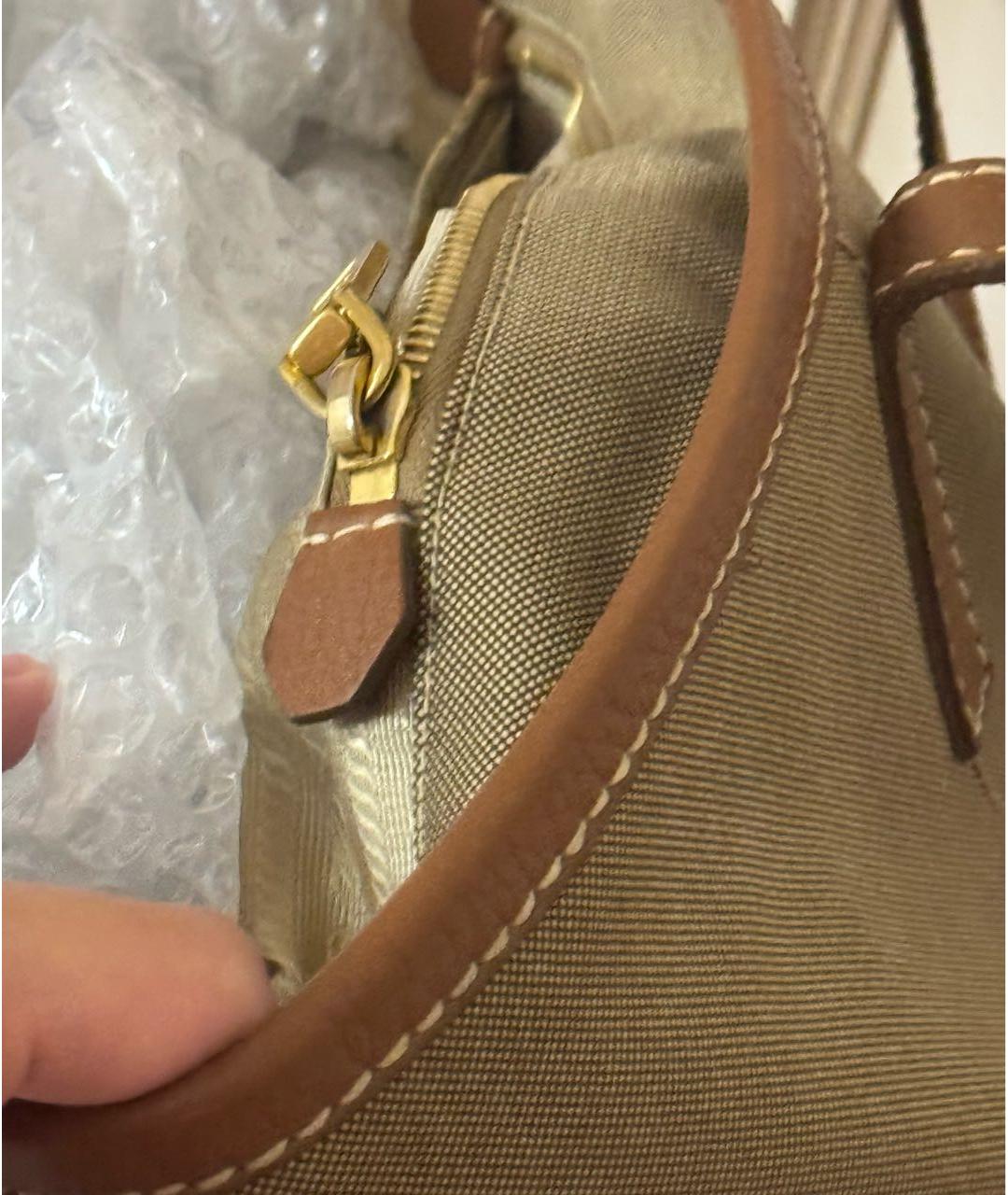 PRADA Горчичная тканевая сумка тоут, фото 4