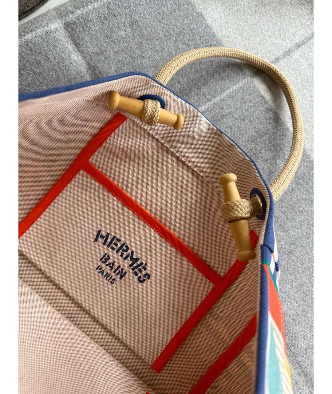 HERMES Мульти твидовая пляжная сумка, фото 8