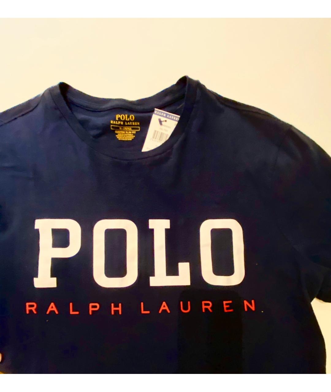 POLO RALPH LAUREN Темно-синяя хлопковая футболка, фото 3