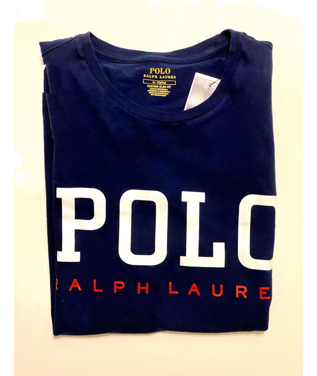 POLO RALPH LAUREN Темно-синяя хлопковая футболка, фото 4