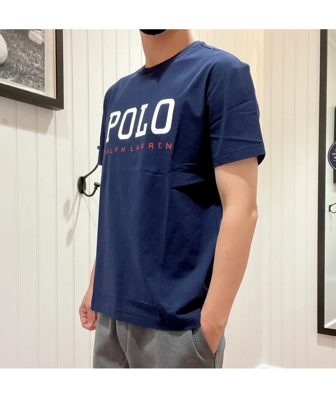 POLO RALPH LAUREN Темно-синяя хлопковая футболка, фото 5