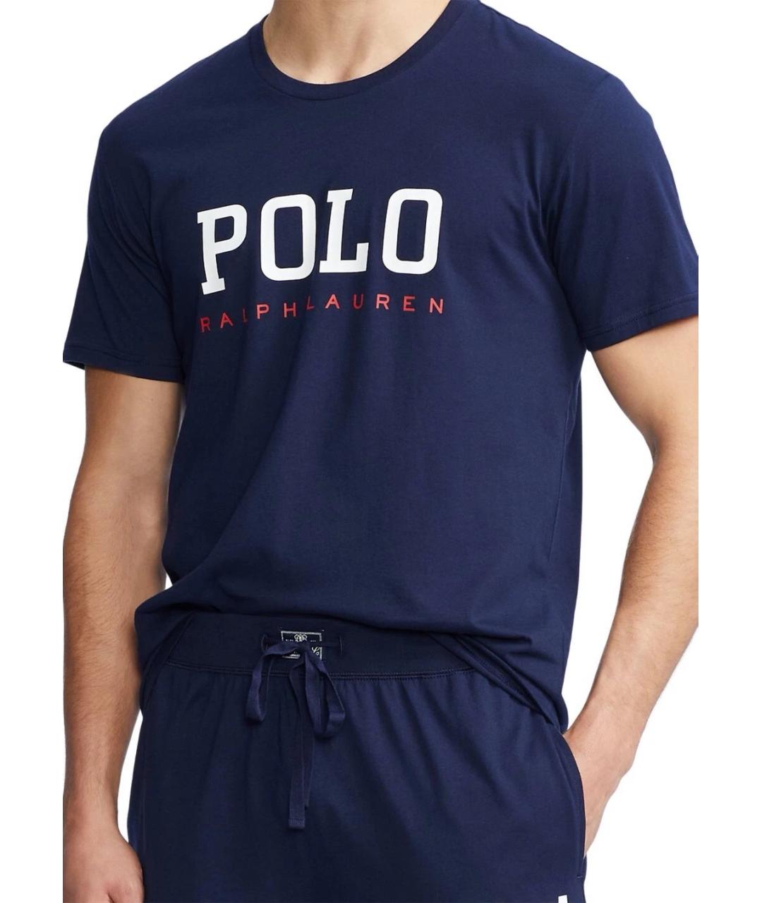 POLO RALPH LAUREN Темно-синяя хлопковая футболка, фото 2