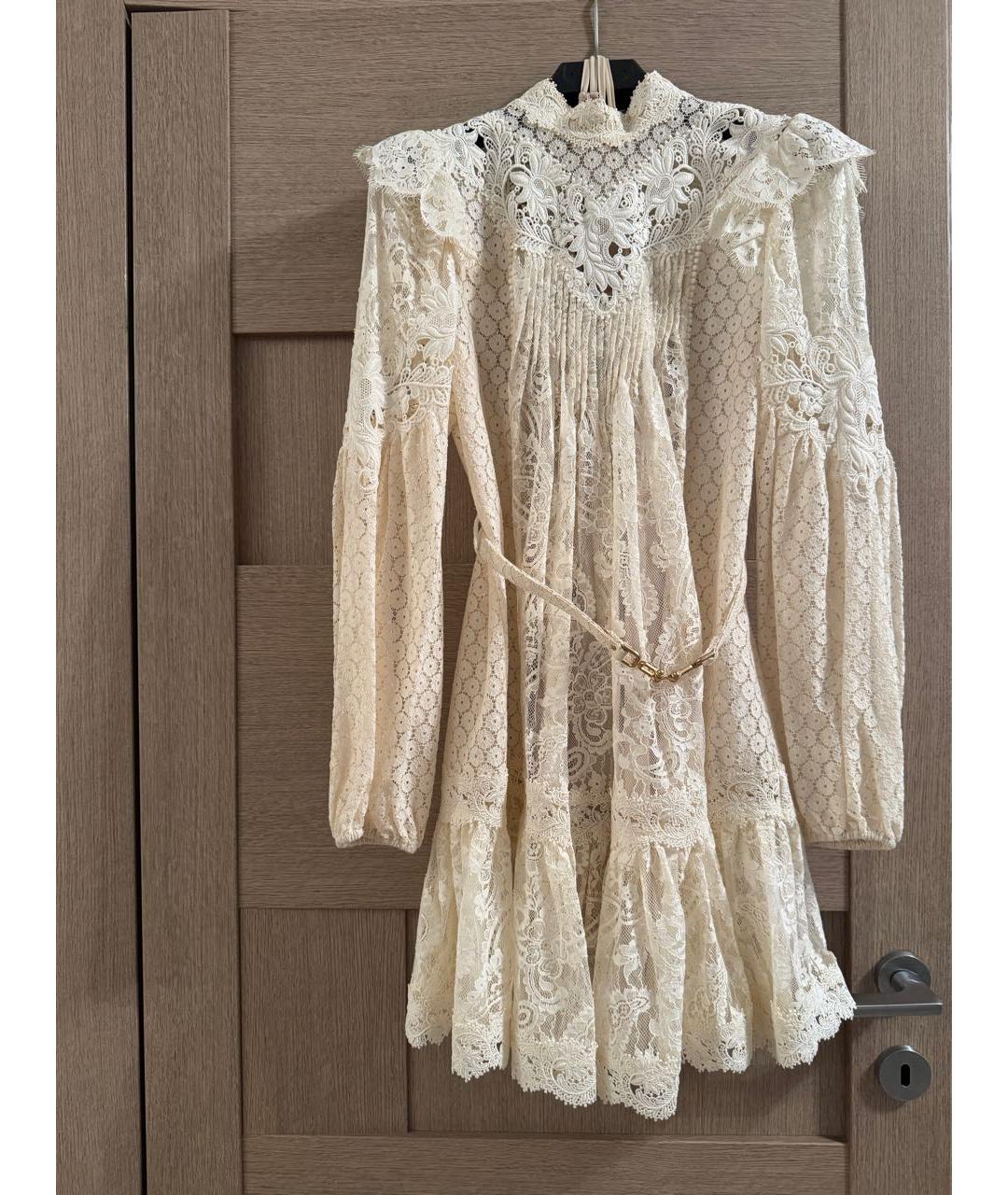 ZIMMERMANN Белое кружевное коктейльное платье, фото 5