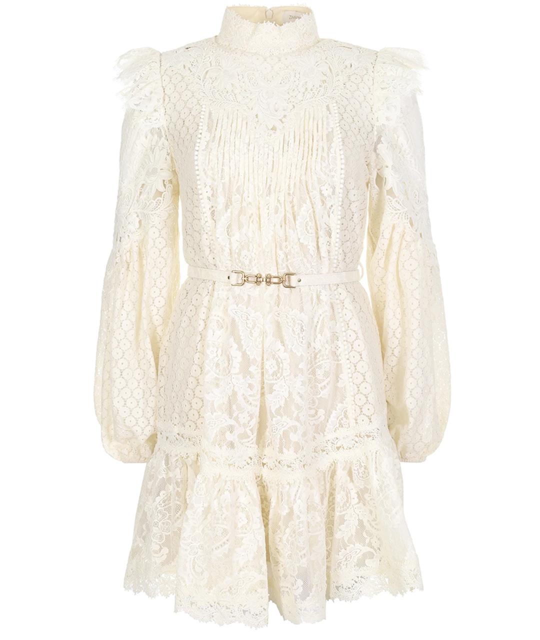 ZIMMERMANN Белое кружевное коктейльное платье, фото 1