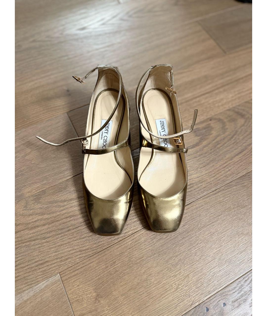JIMMY CHOO Золотые кожаные туфли, фото 2