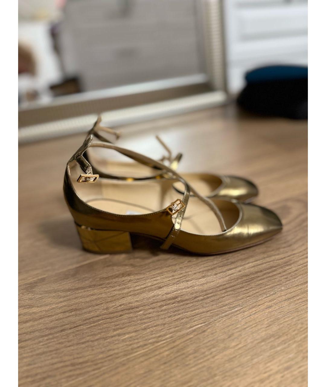 JIMMY CHOO Золотые кожаные туфли, фото 3