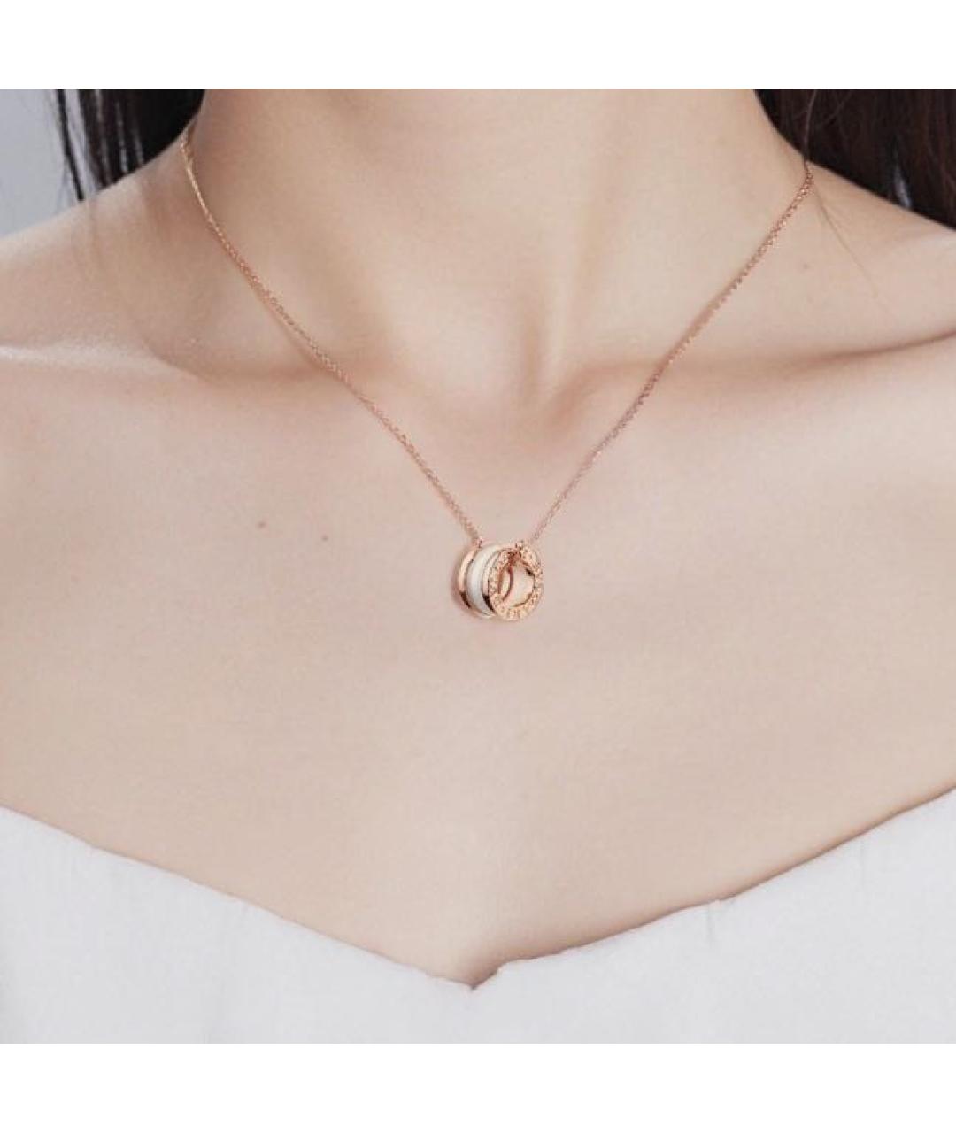 BVLGARI Белая подвеска из розового золота, фото 4