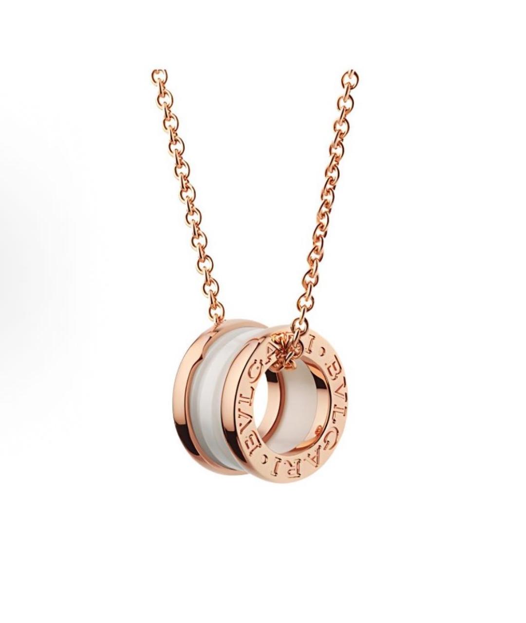 BVLGARI Белая подвеска из розового золота, фото 5