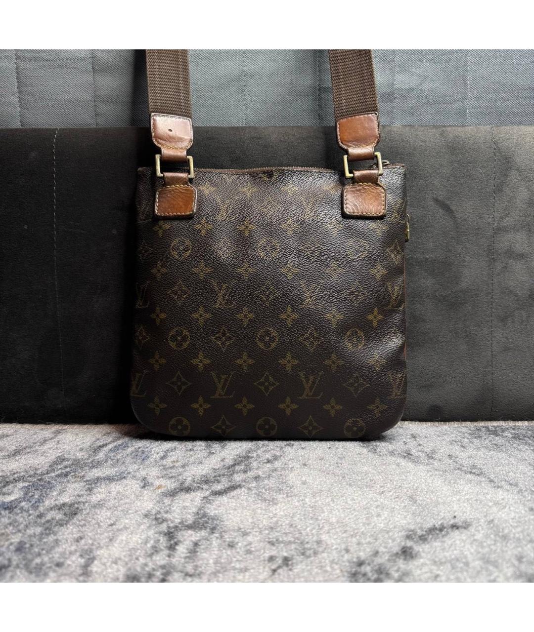 LOUIS VUITTON Коричневая кожаная сумка на плечо, фото 3