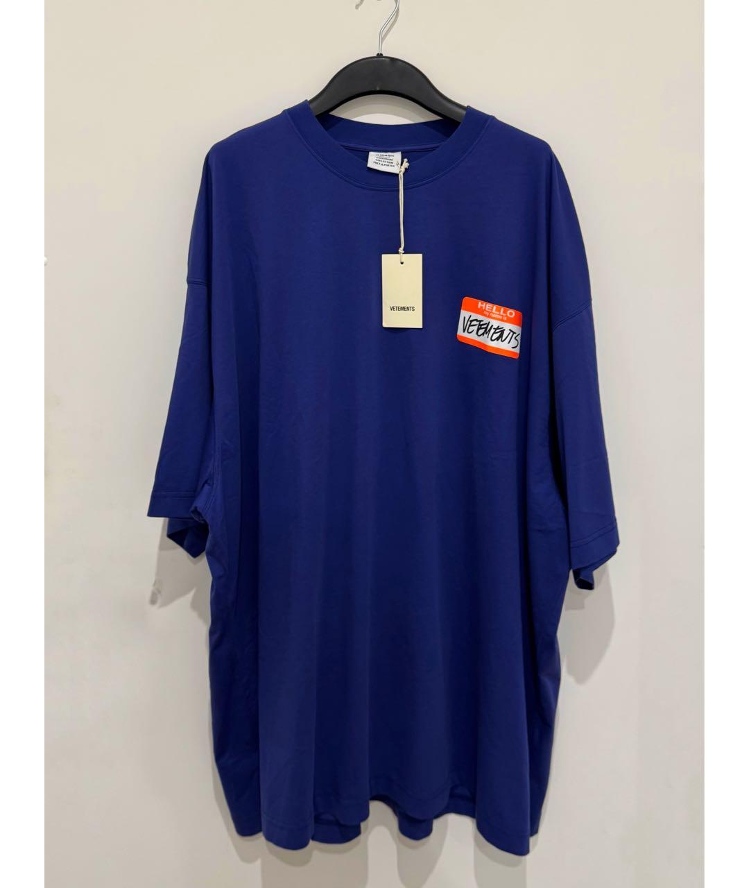 VETEMENTS Синяя хлопковая футболка, фото 2