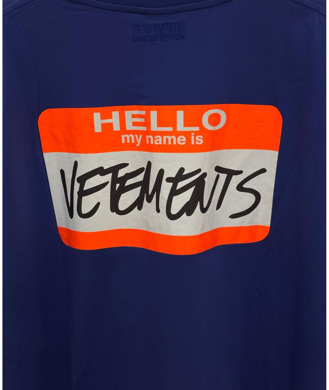 VETEMENTS Синяя хлопковая футболка, фото 5