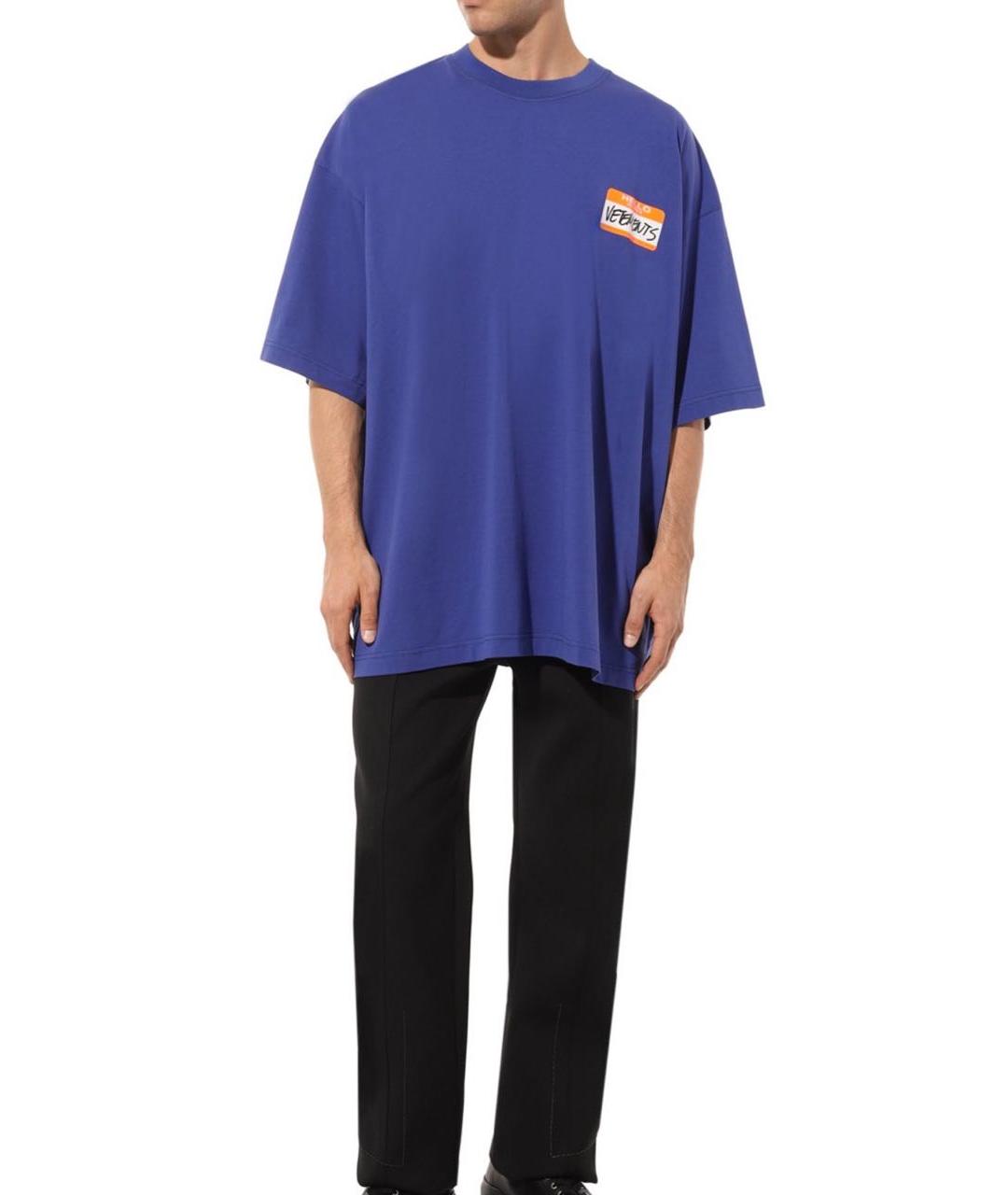 VETEMENTS Синяя хлопковая футболка, фото 6