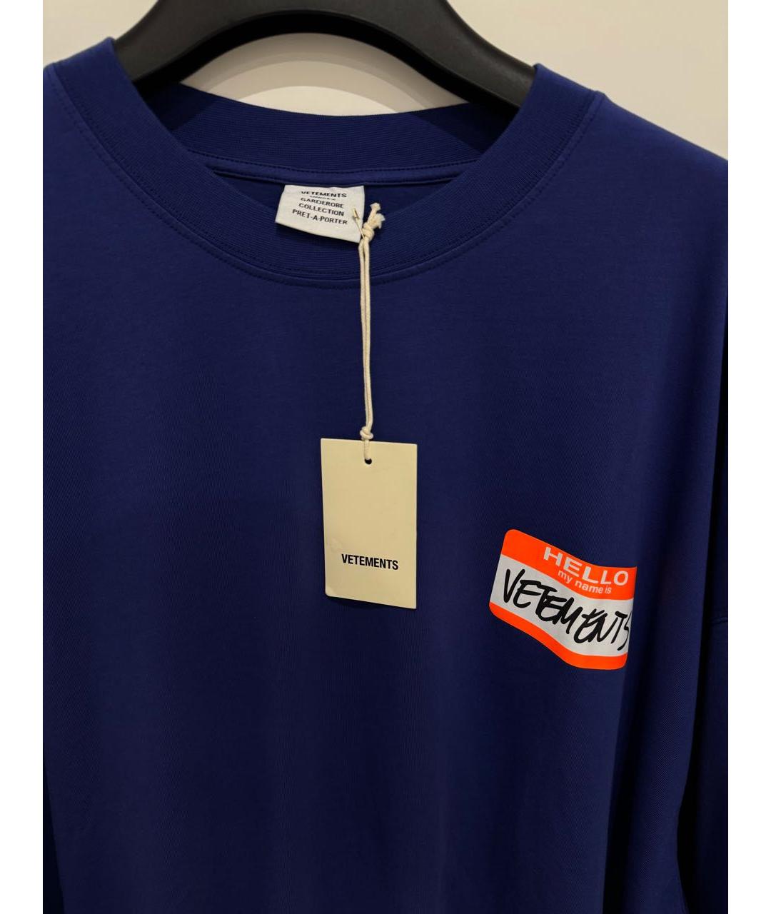 VETEMENTS Синяя хлопковая футболка, фото 3