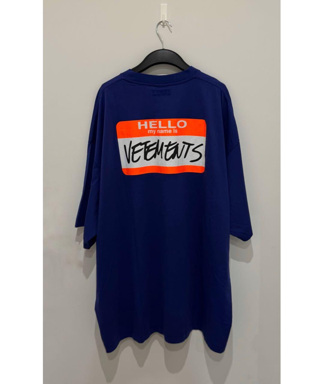 VETEMENTS Синяя хлопковая футболка, фото 4