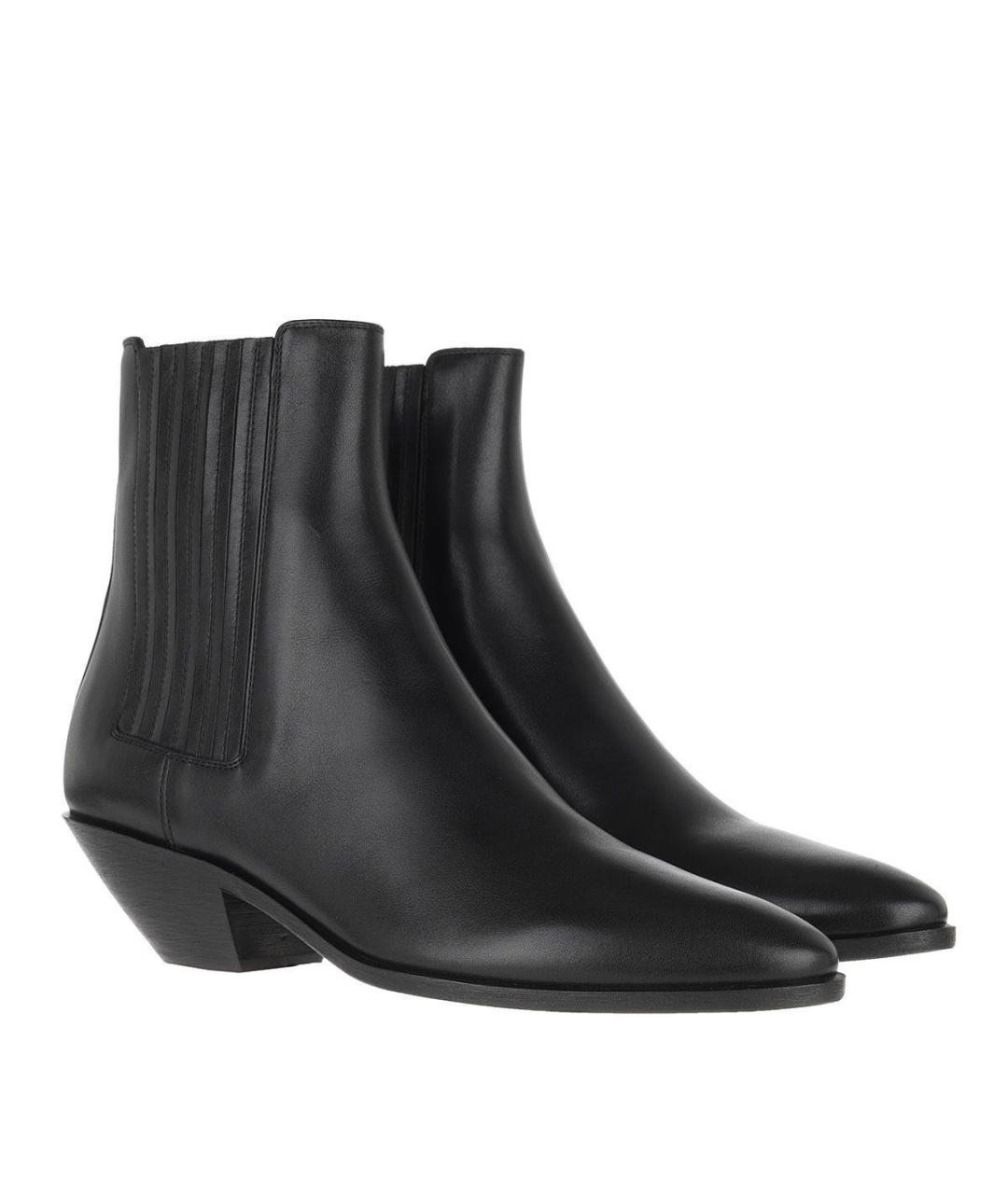 SAINT LAURENT Черные кожаные полусапоги, фото 9