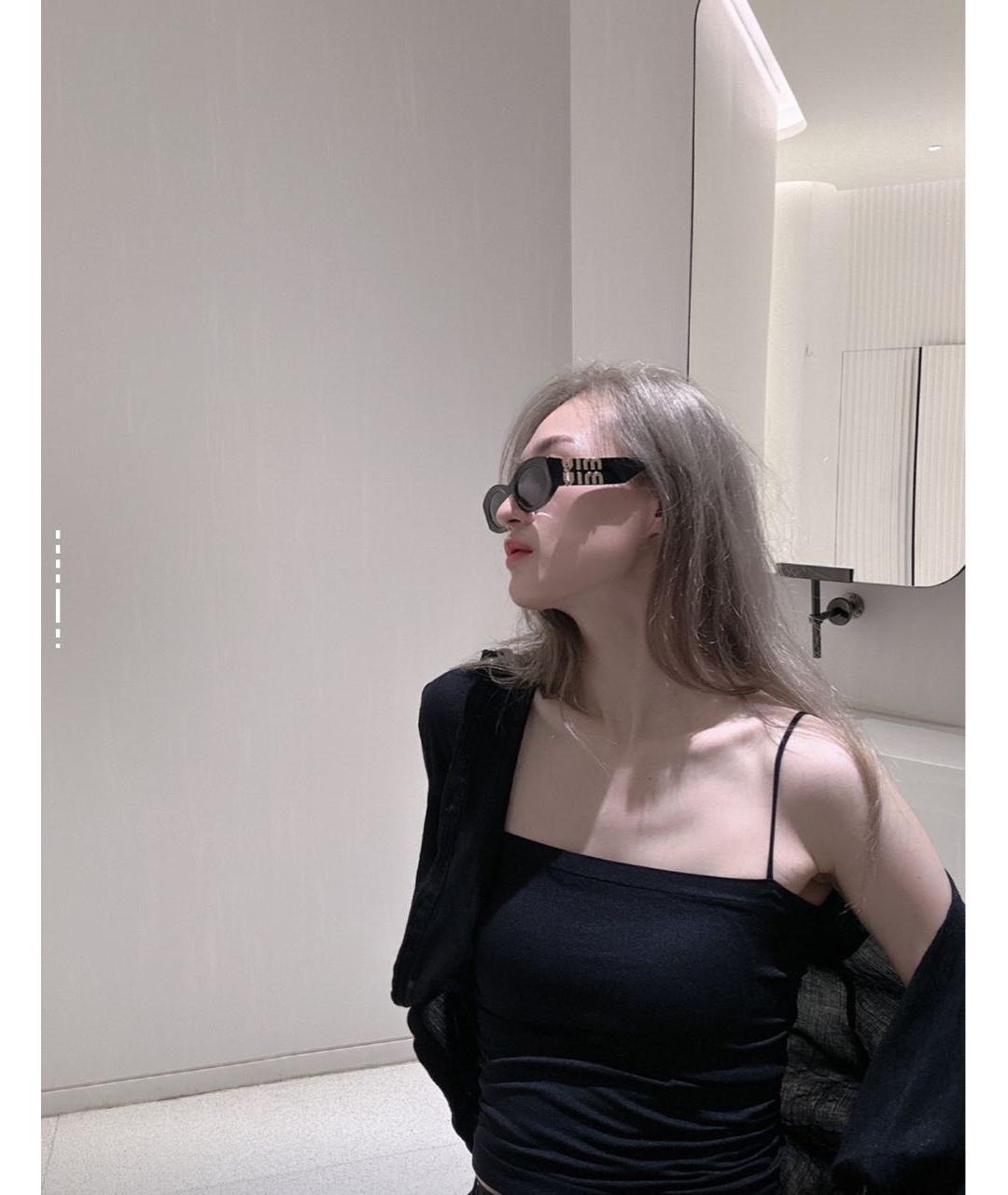 MIU MIU Черные пластиковые солнцезащитные очки, фото 5