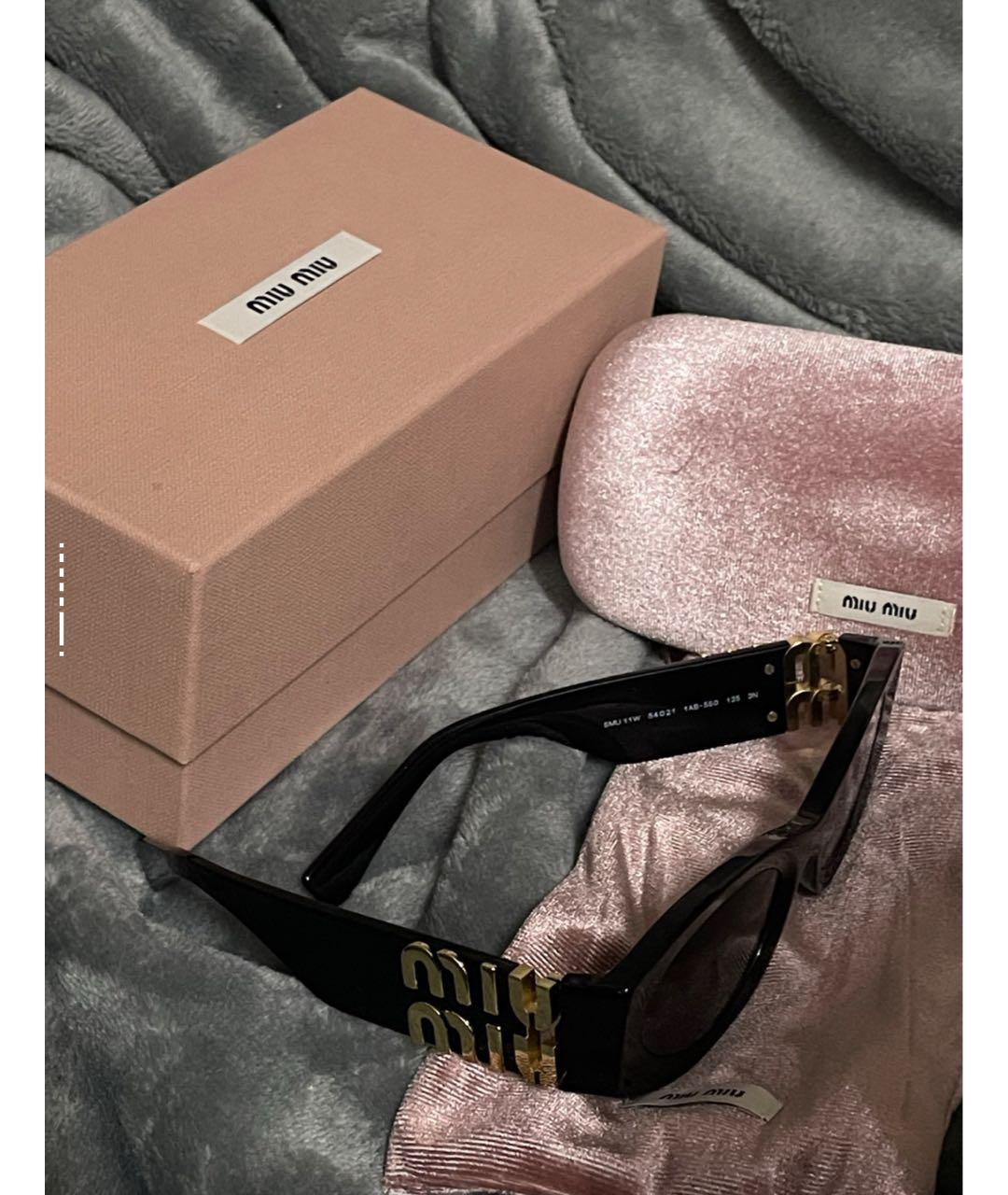 MIU MIU Черные пластиковые солнцезащитные очки, фото 4