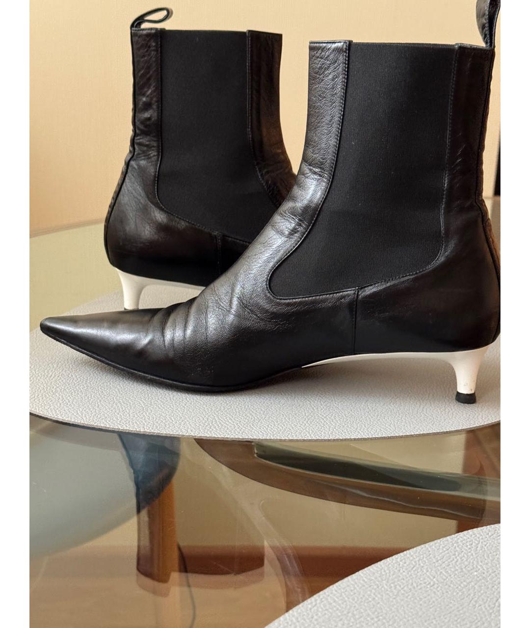 JIL SANDER Черные кожаные ботильоны, фото 6