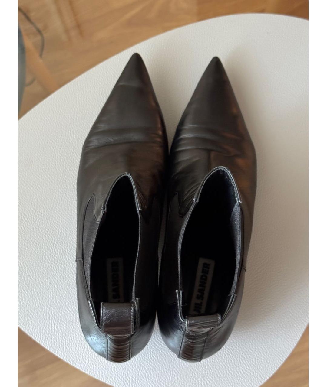 JIL SANDER Черные кожаные ботильоны, фото 3