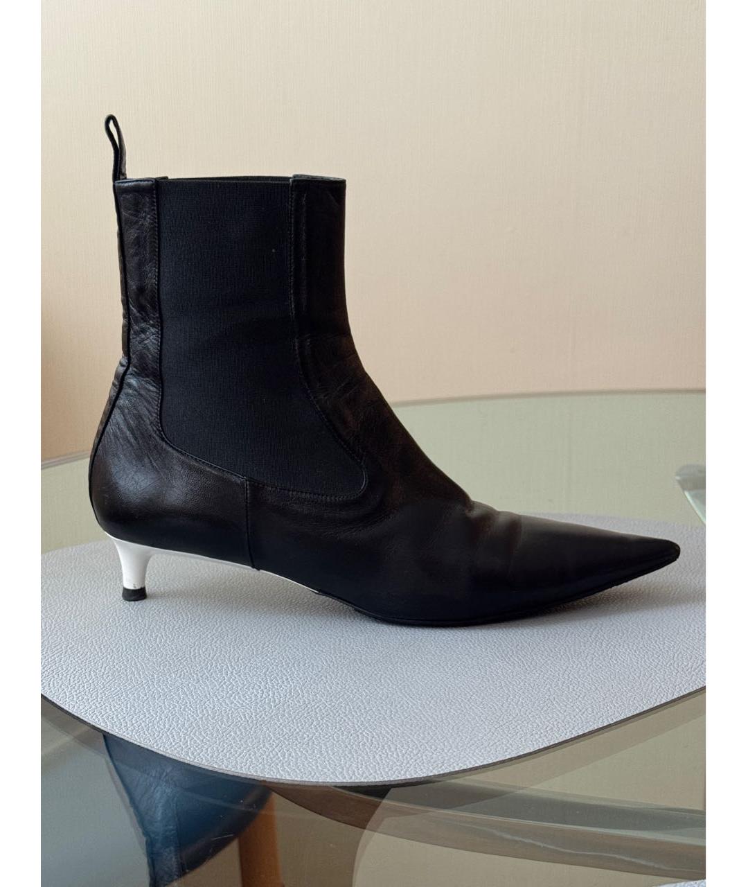 JIL SANDER Черные кожаные ботильоны, фото 9