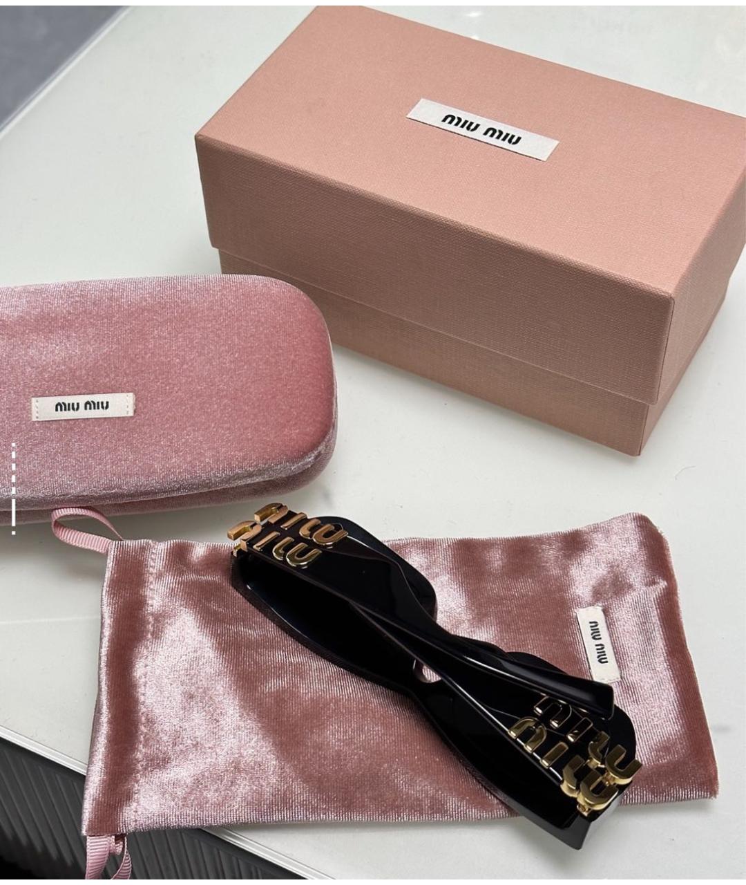 MIU MIU Черные пластиковые солнцезащитные очки, фото 4