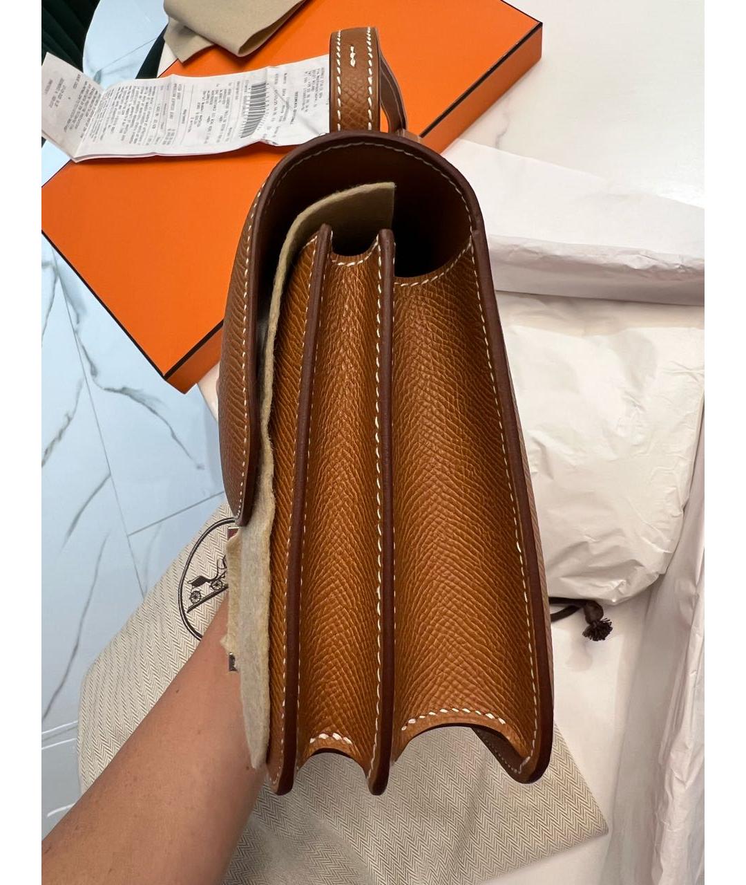 HERMES Коричневая кожаная сумка через плечо, фото 4