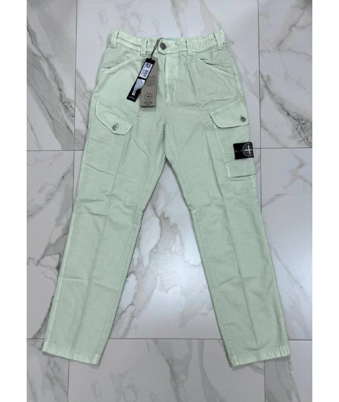 STONE ISLAND Салатовые хлопковые повседневные брюки, фото 10