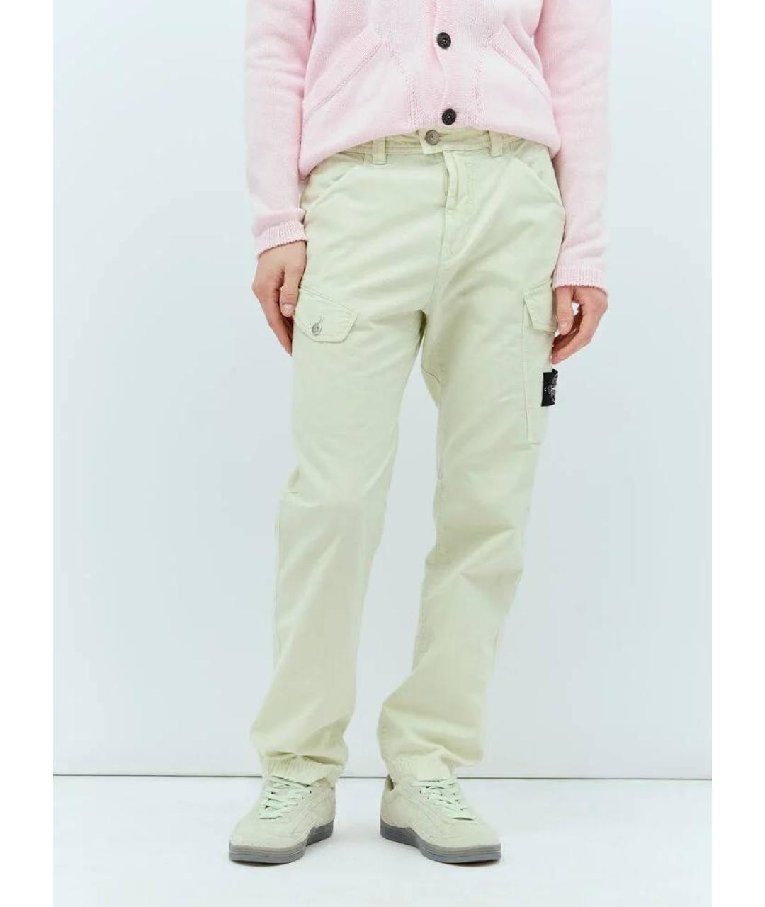 STONE ISLAND Салатовые хлопковые повседневные брюки, фото 8