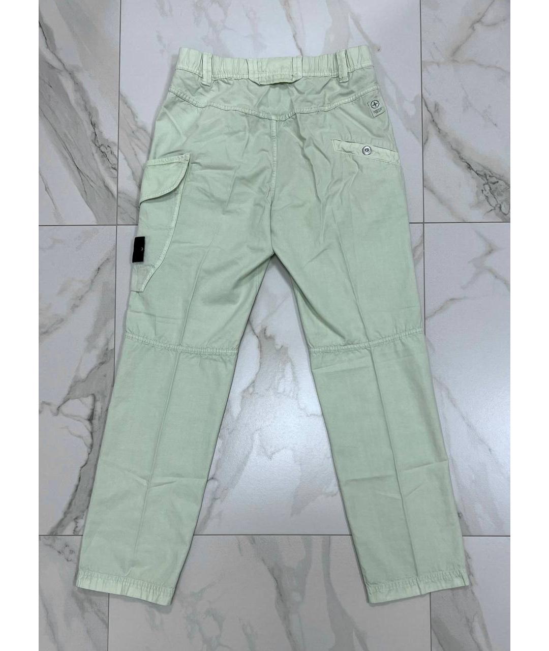 STONE ISLAND Салатовые хлопковые повседневные брюки, фото 5