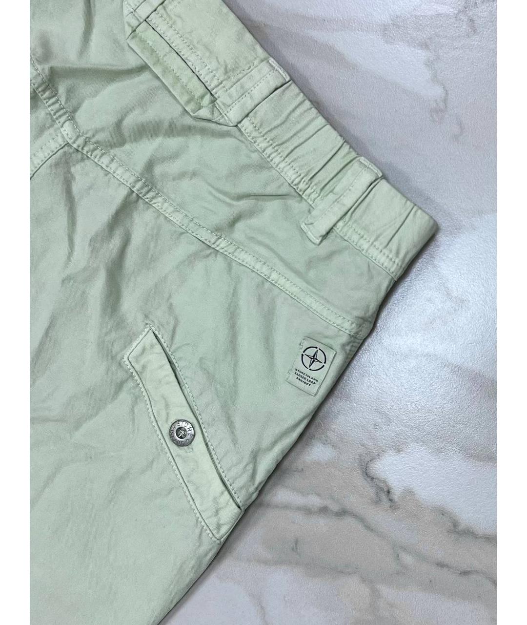 STONE ISLAND Салатовые хлопковые повседневные брюки, фото 6