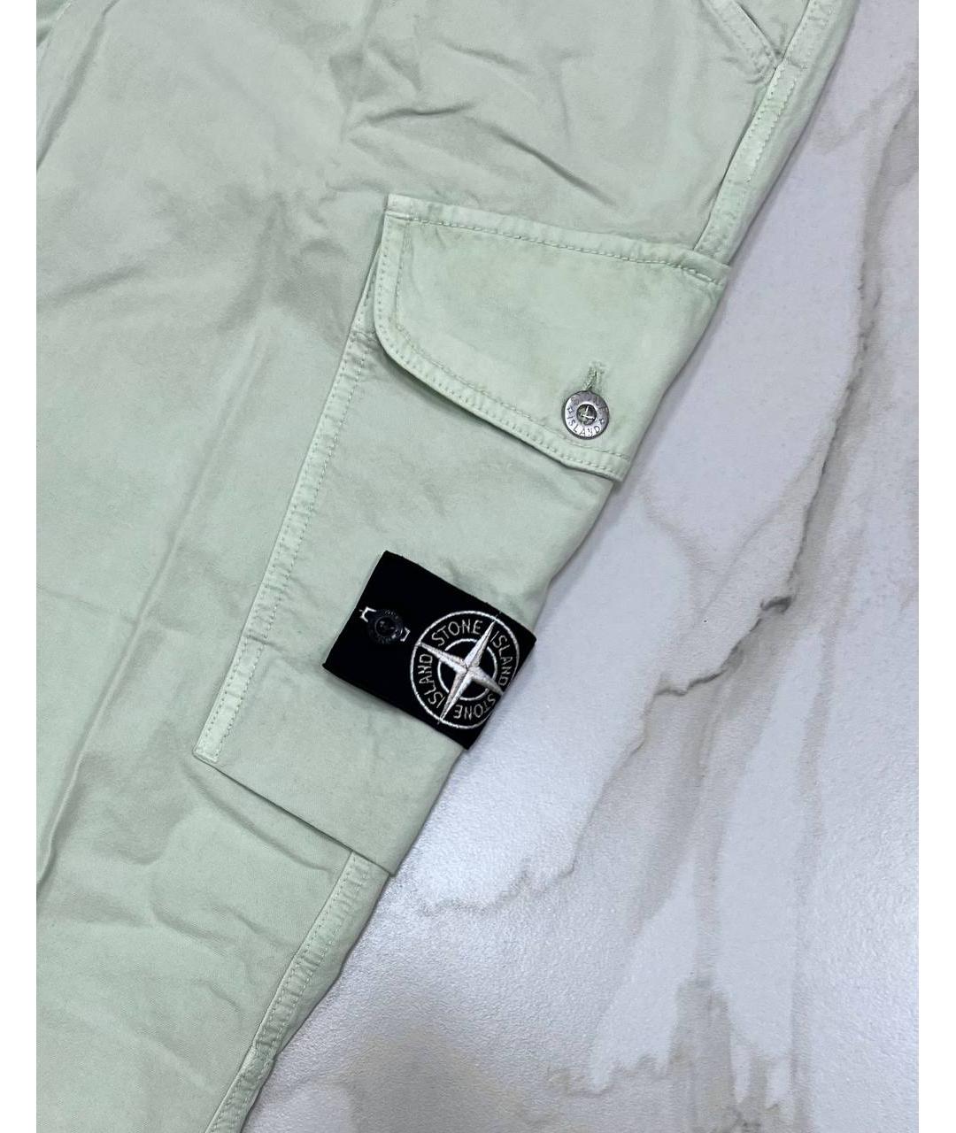 STONE ISLAND Салатовые хлопковые повседневные брюки, фото 2