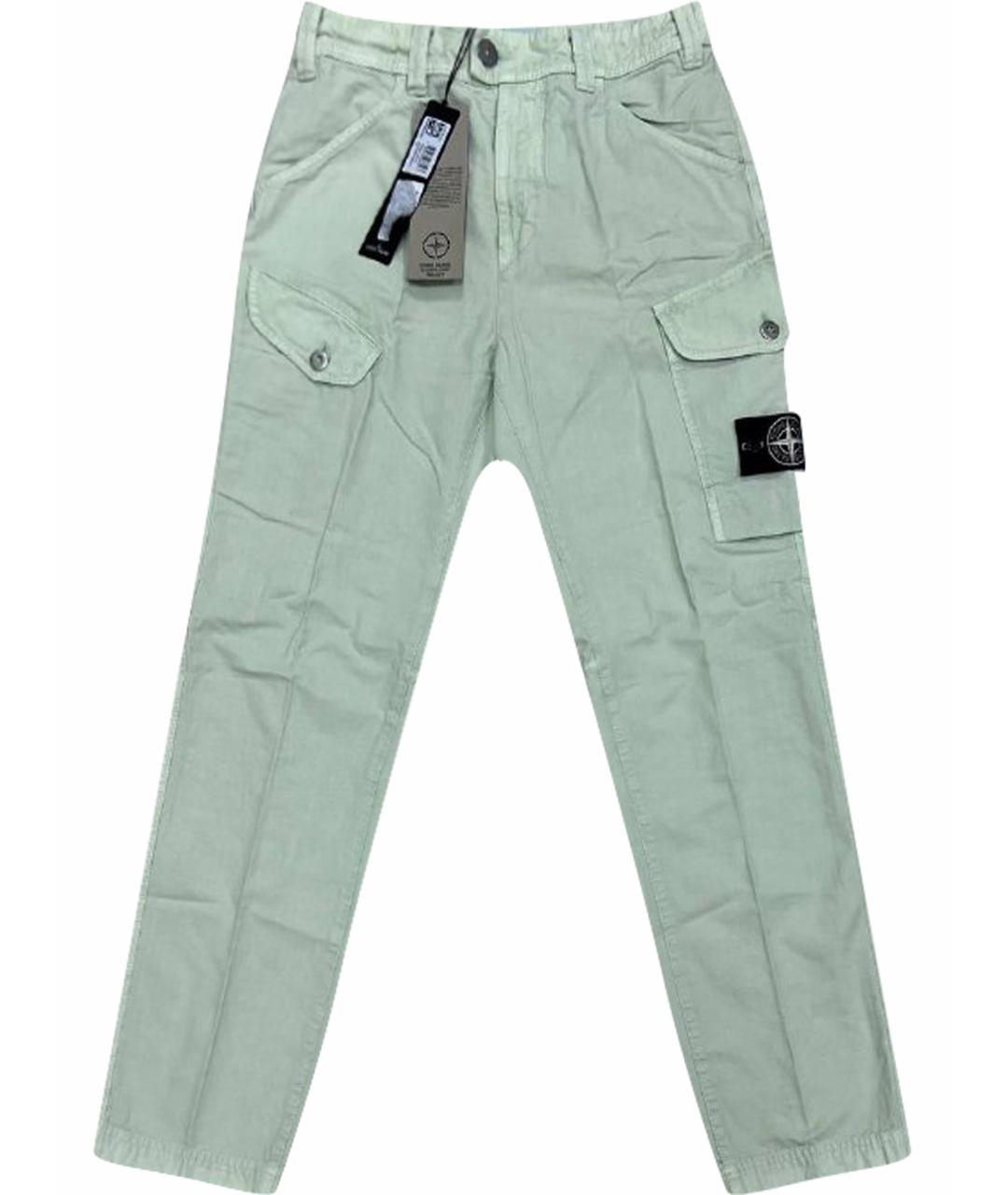 STONE ISLAND Салатовые хлопковые повседневные брюки, фото 1