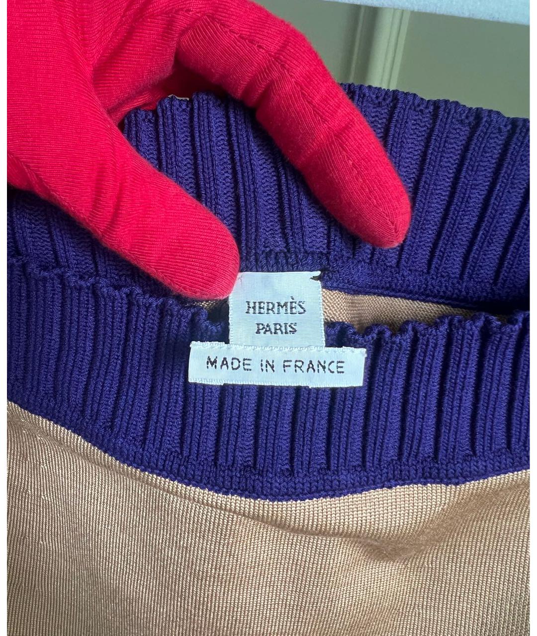 HERMES Бежевая юбка миди, фото 6