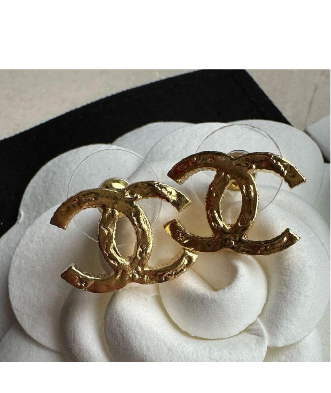 CHANEL Золотые латунные серьги, фото 2