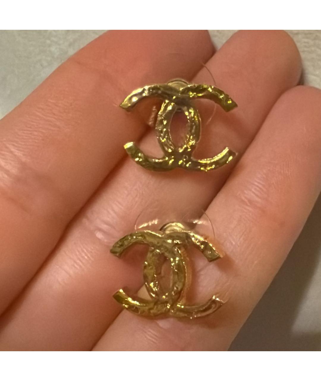 CHANEL Золотые латунные серьги, фото 5